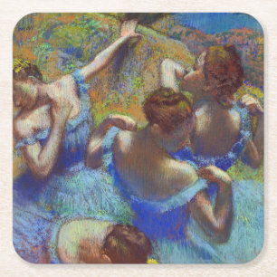 Dessous-de-verre Carré En Papier Danseurs en bleu, Edgar Degas