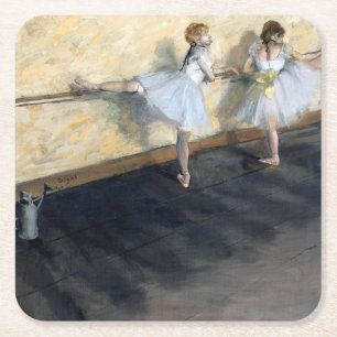 Dessous-de-verre Carré En Papier Danseurs Pratiquant au Barre, Edgar Degas