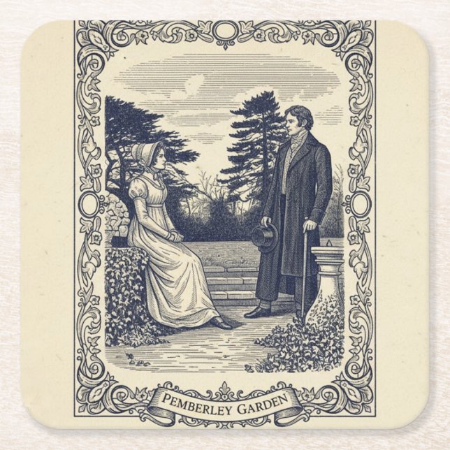 Dessous-de-verre Carré En Papier Darcy & Elizabeth scene (Devant)