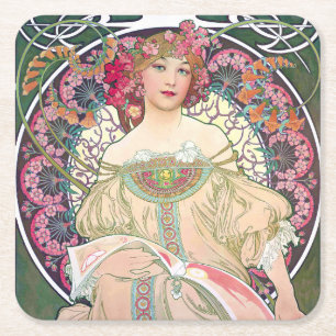 Dessous-de-verre Carré En Papier Daydream (printemps), Mucha