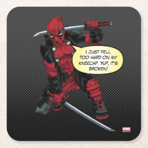 Dessous-de-verre Carré En Papier Deadpool Kneeling Avec Des Épées
