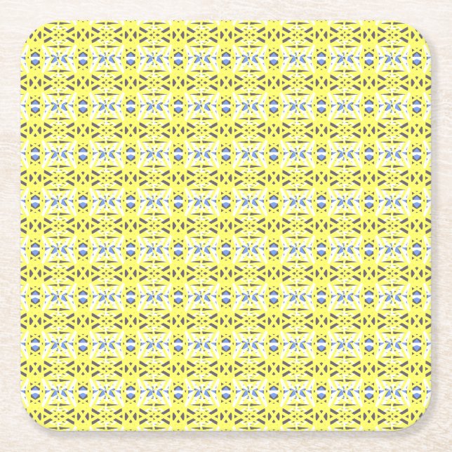 Dessous-de-verre Carré En Papier Déco géométrique vive et gaie jaune gris (Devant)