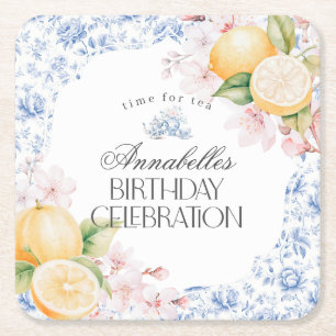 Dessous-de-verre Carré En Papier Décor de table Chinoiserie Lemon Tea Party