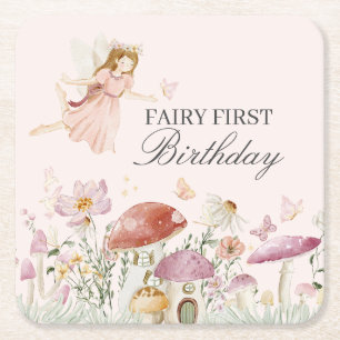 Dessous-de-verre Carré En Papier Décor Fairy First Birthday Party