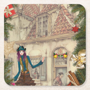 Dessous-de-verre Carré En Papier décoration de table de Noël