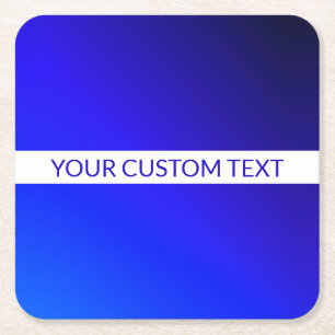 Dessous-de-verre Carré En Papier Dégradé bleu et texte modifiable sur bande blanche