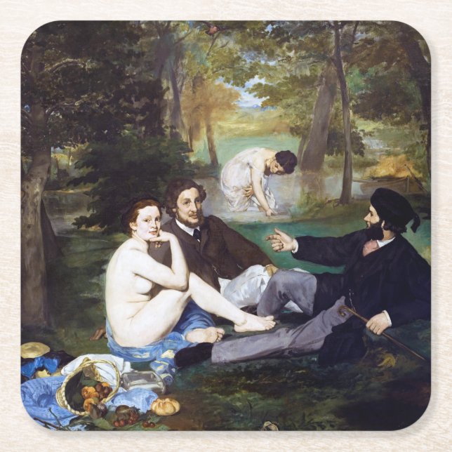 Dessous-de-verre Carré En Papier Déjeuner sur l'herbe, Manet (Devant)