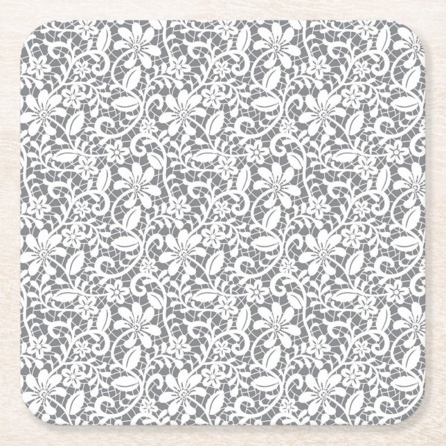 Dessous-de-verre Carré En Papier Dentelle blanche 1 (Devant)