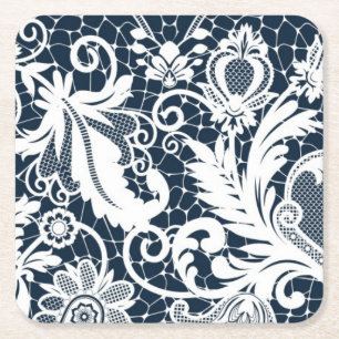 Dessous-de-verre Carré En Papier Dentelle blanche 2