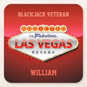 Dessous-de-verre Carré En Papier Dépendant signe drôle à Las Vegas, Nevada