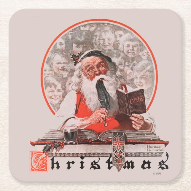 Dessous-de-verre Carré En Papier Dépenses de père Noël (Devant)
