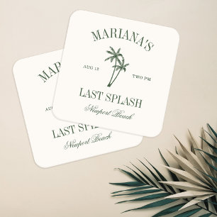 Dessous-de-verre Carré En Papier Dernier Splash Beach Palms Bachelorette