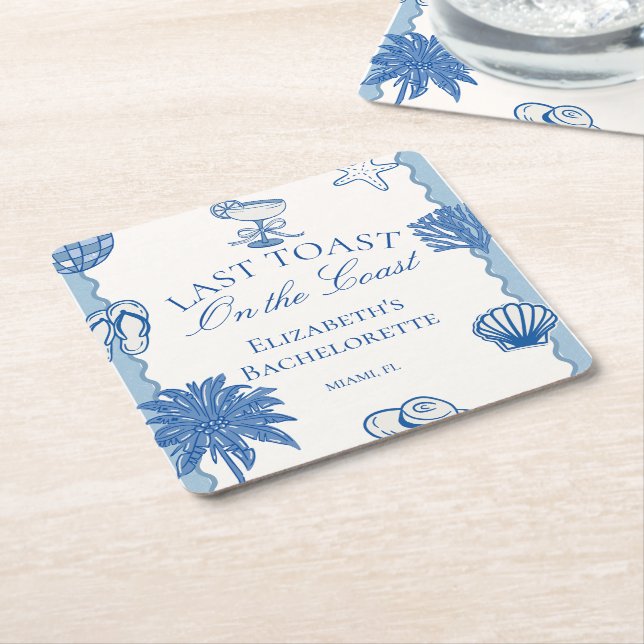 Dessous-de-verre Carré En Papier Dernier Toast sur la Côte Demoiselle d'Honneur (Incliné)