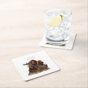 Dessous-de-verre Carré En Papier Des couteaux irlandais avec faisans - Chasse à la 