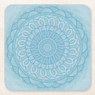 Dessous-de-verre Carré En Papier Design boho bleu et turquoise moderne