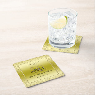 Dessous-de-verre Carré En Papier Design Gold Confetti 50e Carré Mariage