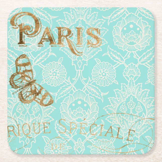 Dessous-de-verre Carré En Papier Design Gold vintage Paris (Devant)