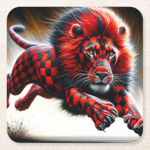 Dessous-de-verre Carré En Papier Design Lion