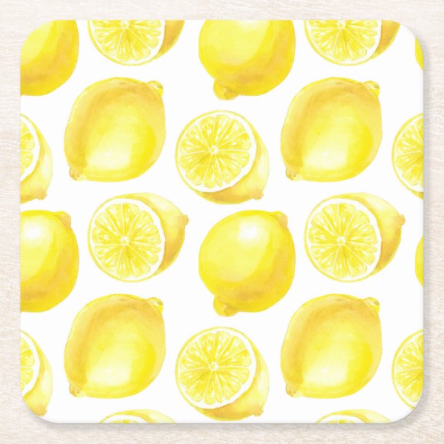 Dessous-de-verre Carré En Papier Design motif citron (Devant)