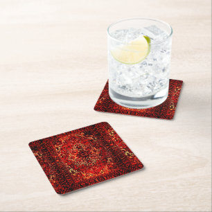Dessous-de-verre Carré En Papier Design oriental de tapis aux couleurs vives 