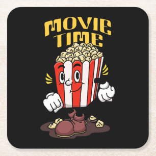 Dessous-de-verre Carré En Papier Dessin animé de mascotte de pop-corn