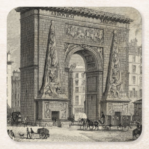 Dessous-de-verre Carré En Papier Dessin du monument de la Porte Saint-Denis