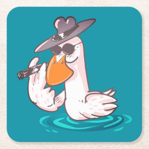Dessous-de-verre Carré En Papier dessin humoristique du patron de canard