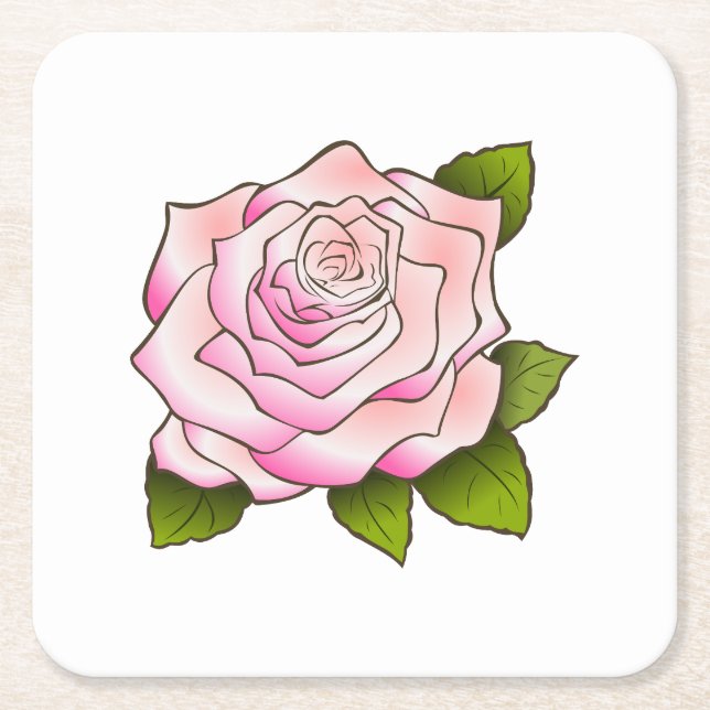Dessous-de-verre Carré En Papier Dessin rose vintage (Devant)