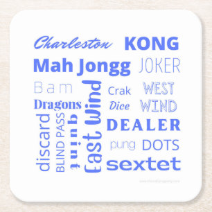 Dessous-de-verre Carré En Papier Dessous de verre américain Mah Jongg en bleu