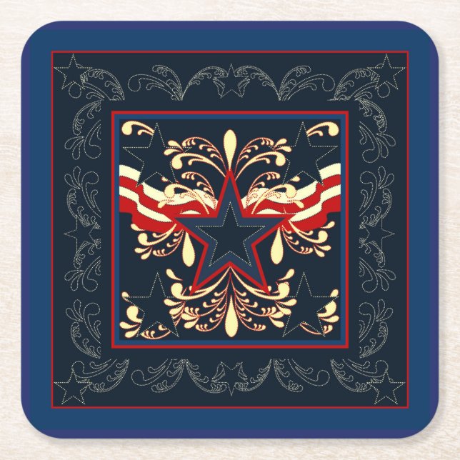 Dessous-de-verre Carré En Papier Dessous de verre Blue Vintage Americana (Devant)