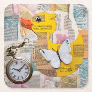 Dessous-de-verre Carré En Papier Dessous de verre Canard en Papier