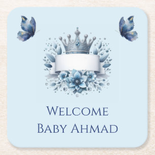 Dessous-de-verre Carré En Papier Dessous de verre carré Little Prince floral bleu r