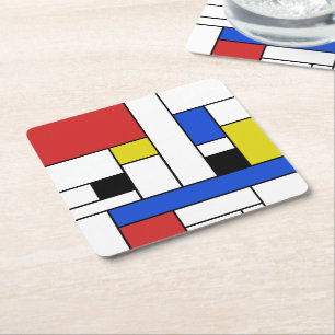 Dessous-de-verre Carré En Papier Dessous de verre carré Mondrian Lines