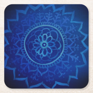 Dessous-de-verre Carré En Papier Dessous de verre Carrés personnalisés Blue Mandala
