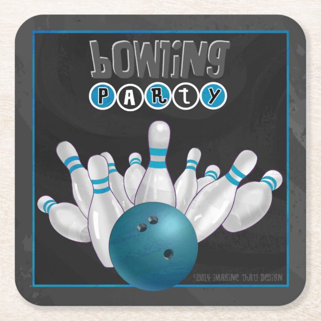 Dessous-de-verre Carré En Papier Dessous de verre cool Blue Bowling (Devant)