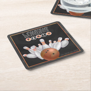 Dessous-de-verre Carré En Papier Dessous de verre cool Orange Bowling