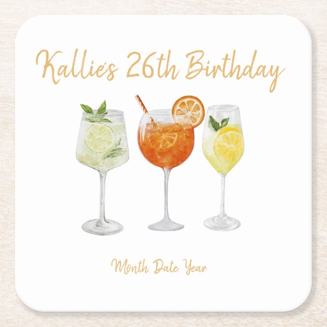 Dessous-de-verre Carré En Papier Dessous de verre d'anniversaire - Spritz (Devant)