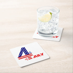 Dessous-de-verre Carré En Papier Dessous de verre de boissons en papier du 4 juille