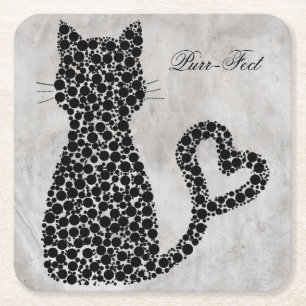 Dessous-de-verre Carré En Papier Dessous de verre de chat de Ronronnement-Fect