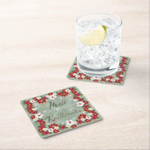 Dessous-de-verre Carré En Papier Dessous de verre de couronnes de Mele Kalikimaka