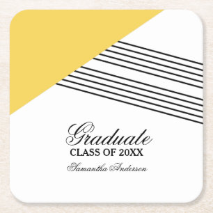 Dessous-de-verre Carré En Papier Dessous de verre de graduation géométrique jaune
