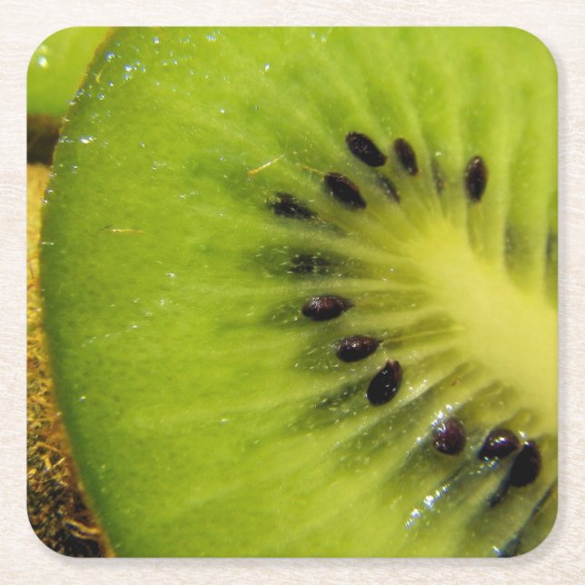 Dessous-de-verre Carré En Papier Dessous de verre de Kiwi à la crème verte (Devant)
