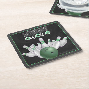 Dessous-de-verre Carré En Papier Dessous de verre de la partie cool Green Bowling