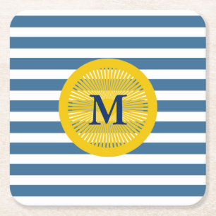Dessous-de-verre Carré En Papier Dessous de verre de monographie marine et jaune