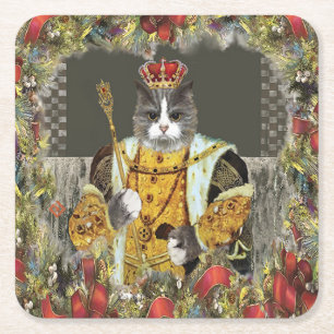 Dessous-de-verre Carré En Papier Dessous de verre de Noël de la Royal King Cat