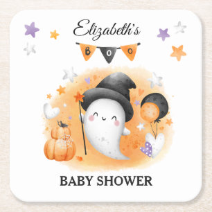 Dessous-de-verre Carré En Papier Dessous de verre de papier Baby shower Little Boo 
