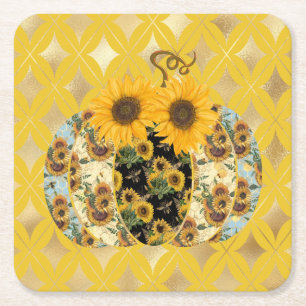 Dessous-de-verre Carré En Papier Dessous de verre de papier Citrouille de tournesVi