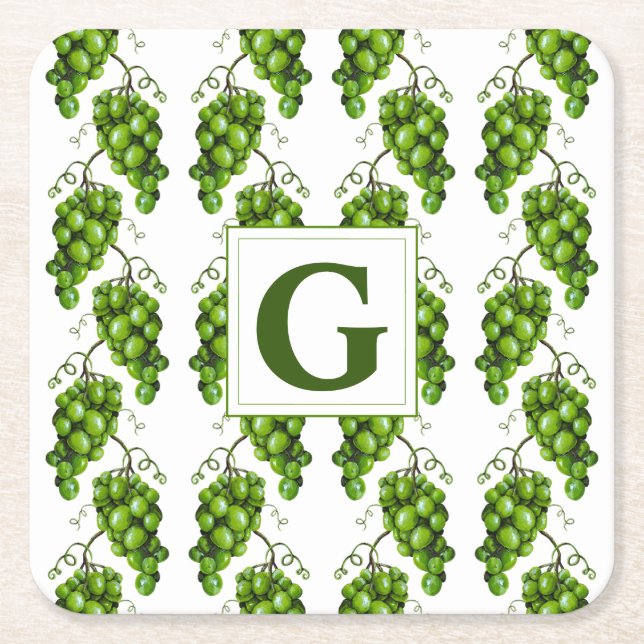 Dessous-de-verre Carré En Papier Dessous de verre de papier de raisins verts (Devant)