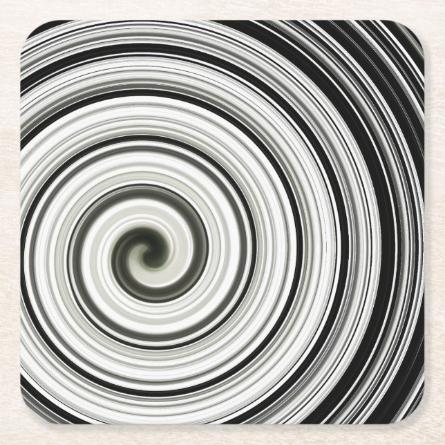 Dessous-de-verre Carré En Papier Dessous de verre de papier en spirale noir et blan (Devant)