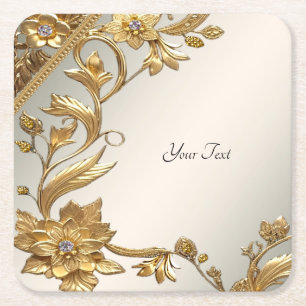 Dessous-de-verre Carré En Papier Dessous de verre de papier Floral Feuille Golden W